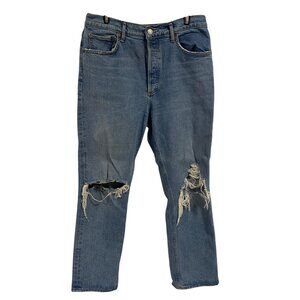 AGOLDE Riley Buttonfly High Rise Cropped‎ Distressed Jeans Size 29
